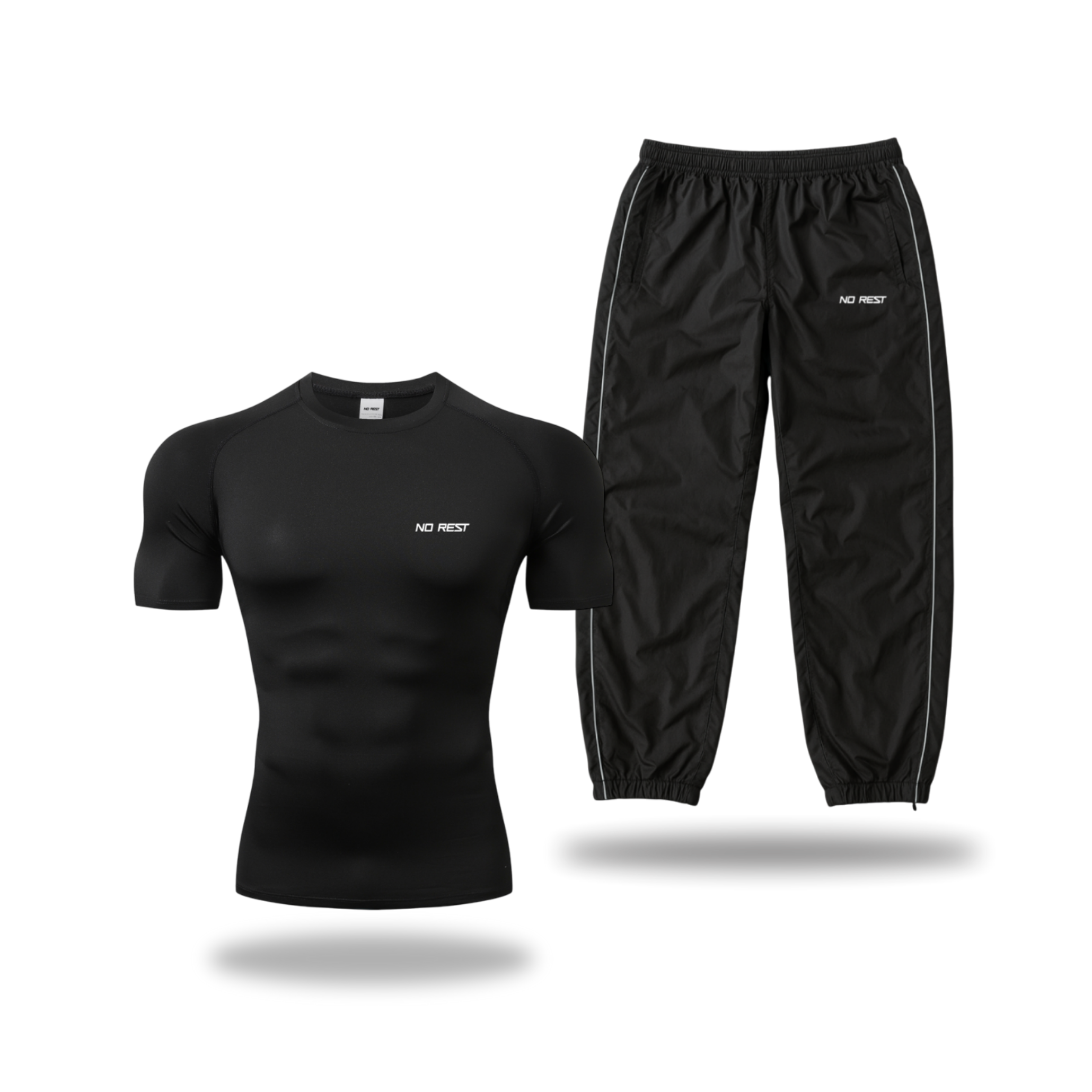 Schwarzes Gymwear Set bestehend aus Shirt und Gym Trackpants